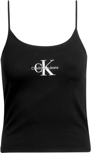Calvin Klein Canotte Donna Strappy Tank Top Slim Fit, Nero (Ck Black), M - Immagine 3