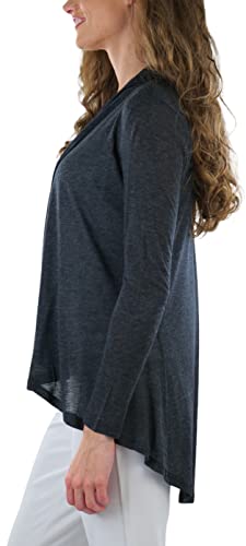 Image of ToBeInStyle Womens Open Front Long Sleeve Lightweight Asymmetrical Draped Cardigan with Side Pockets