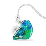BASN MMCX Triple Driver in-Ear Monitors with Rich Bass, HiFi Stereo IEM Earphones with Upgraded Detachable Cables for Audiophiles Musicians(Ice Green)