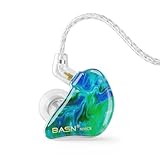 BASN in Ear Monitor Headphones for Musicians, Triple Driver Noise Isolating Earphones with 2 MMCX Detachable Cables (Ice Green)