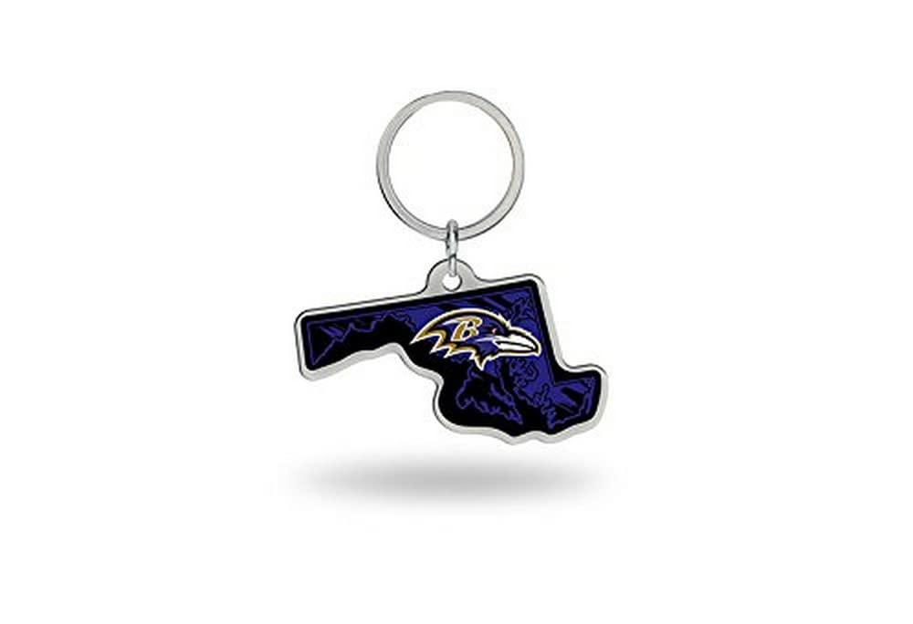 Rico Industries NFL Football Baltimore Ravens State Shape Keychain 2 x 3-