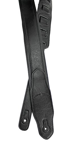 Walker & Williams G-105 Black On Black 2' Wide Guitar Strap With Padded Glove Leather Back For Acoustic, Electric, And Bass Guitars #TOP1