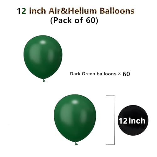 Image of 12 inch Dark Green Latex Balloons, 60 pcs Thick Balloons for Party Decorations (12inch Dark green)