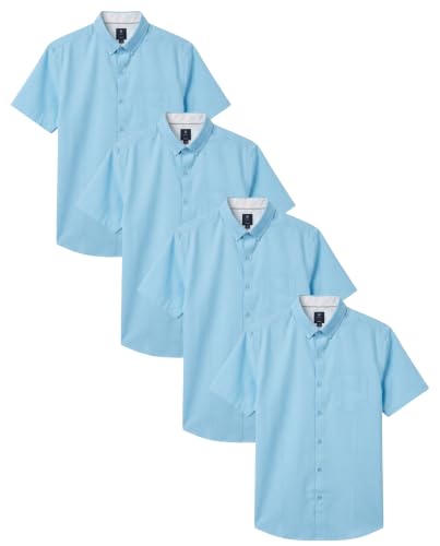 Image of Visive Mens Shirts Multi Packs Short Sleeve Button Down Dress Shirts Solid Color Big and Tall