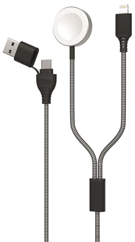 Câble de charge 2 en 1 double connectique Type C et USB noir 1,8m compatible montre téléphone