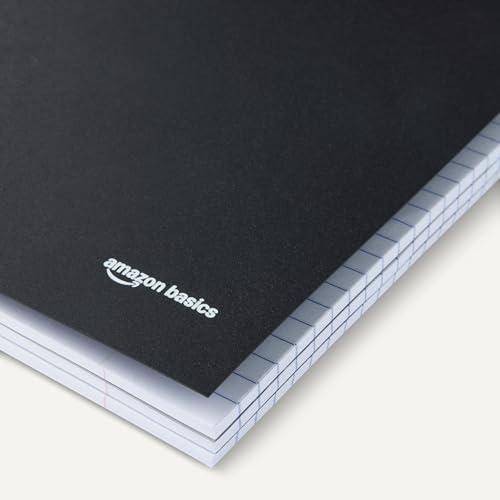 Amazon Basics College-Ruled 3-Subject Spiral Notebook, 150 Sheets, 8.5 x 11 inches, Black view 3