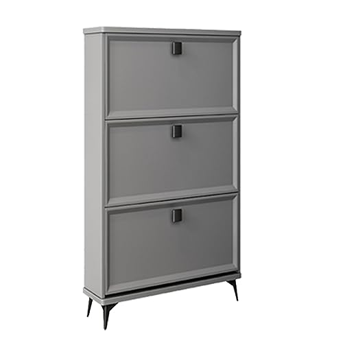 Schuhschrank Schuhregal Schmal Weiss,Shoe Cabinet,Schuhkommode,Schmaler Schrank,Schuhregal Geschlossen,Schuhaufbewahrung Platzsparend,Einfach und modern,für Eingangsbereich Wohnzimmer Flur Grün/Grau (