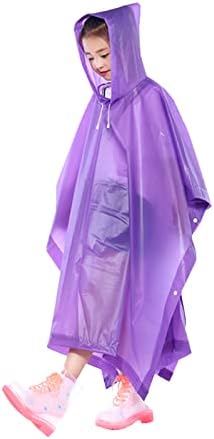 Rain Poncho For Kids, Waterproof Raincoat For Boys Girls, Resuable EVA Poncho, Drawstring Children Rainwear Rain Cape with Button and Hood, Toddler Rain Jacket For School Outdoor Hiking Travel