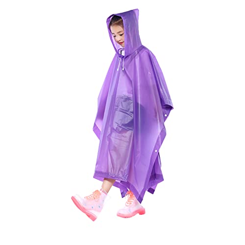 Poncho Impermeable de EVA para Niños y Niñas - Capa de Lluvia Reutilizable con Cordón, Botón y Capucha
