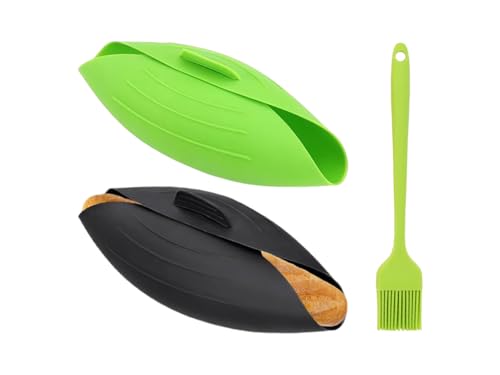 Abiyou 2PCS Moule à Pain en Silicone 3 en 1, 24CM Bol à Pain Ovale 3 en 1 avec Brosse en Silicone, Moules à Pain 3 en 1, Moule à Baguettes en silicone, Résistant à la Chaleur 250°C,pour Backen,Mischen