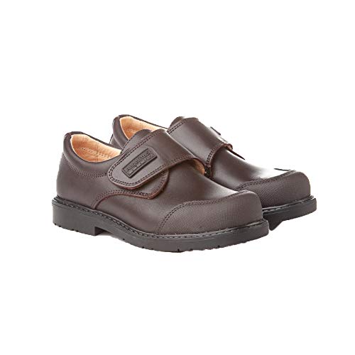 Angelitos Zapatos Colegiales con Puntera Reforzada Todo Piel, mod.452. Calzado infantil Made in Spain, Garantia de calidad. (35, Marrón)