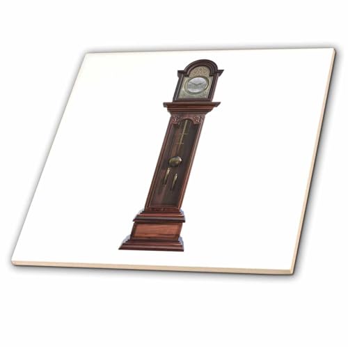 8 Inch Glass Tile - A Cherry Wood Antique Grandfather Clock in Tall Box Form Graphics Antique