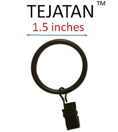 1.5-Inch, Set Of 30, Black - Metal Curtain Rings With Clips And Eyelets – Tejatan (Also Known As Rings With Curtain Clips/Curtain Clip Rings/Curtain Rings With Clips/Drapery Clip Rings) #TOP4