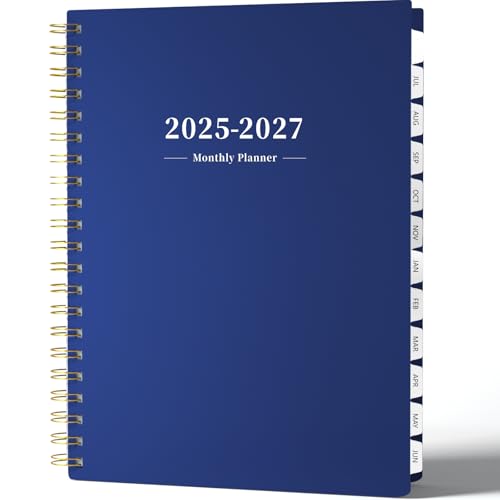 Ymumuda 2025 Planner - Monthly Planner 2025-2027, JUL.2025 to JUN.2027, 8.5" x 11", Large Planner with Spiral Bound, Perfect for School & Office Schedule, Dark Blue