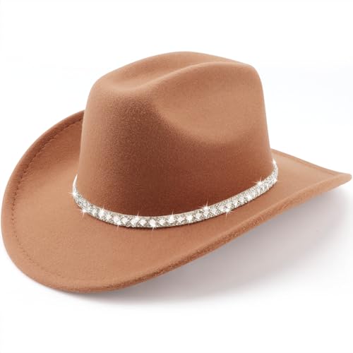 Chapeau cow-boy femme feutre bord large kaki taille unique