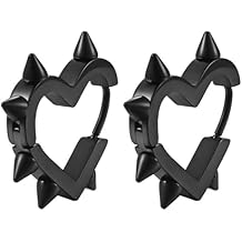 Huggie Hoop Black Spike Heart Earrings Emo Y2k Earring Goth Jewelry Earrings Grunge Earring Gothic Punk Grunge Cool Earrings Hypoallergenic Hoop Jewelry Gift for Women