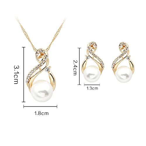 Colgante infinito chapado en oro y juego de joyas para mujer con perlas 5