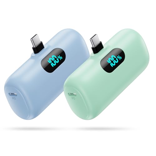 [2-Pack] Mini Portable Charger 5000mAh Power Bank,3A PD USB