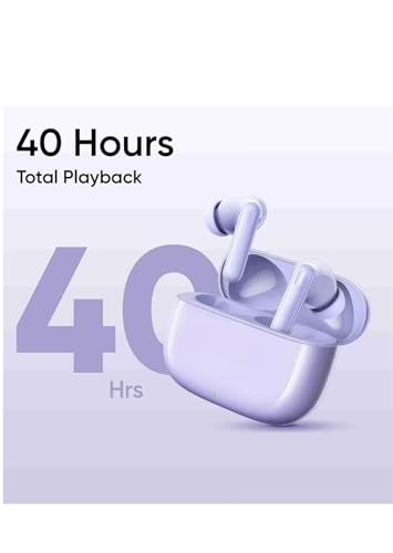 Image of Lynacz Original T310 Earbuds Compatible with Realme, C53 / C55 / C67 with Hybrid Noise Cancellation, Immersive Listening Experience, 40 Hours Playback (Purple)
