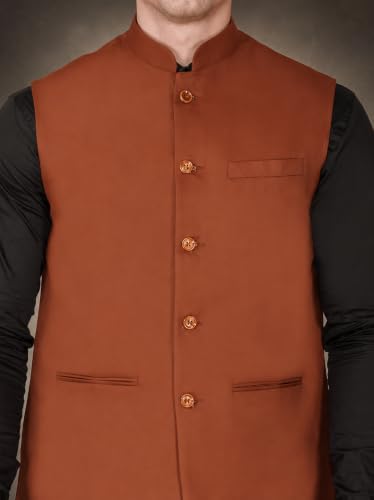 Image of Vastraa Fusion Bandi Modi Koti, Nehru Jacket for Men, Cotton Waistcoat for All Occasion: Diwali, Wedding, Ethnic, Office Party, Formal & casual Look