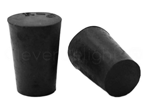 10 Pack - CleverDelights Solid Rubber Stoppers | Size 0 | 17mm x