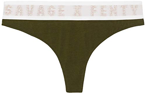 Savage X Fenty Women's Reg Savage X Thong, Army Green, XS