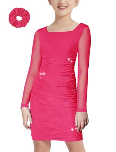 EXARUS Girls Long Sleeve Spring Easter Dress Teen Sparkly Tween