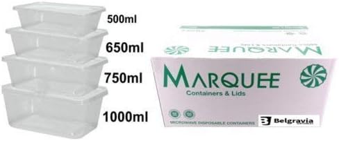 3x50 x Plastic 650ml Microwave Food Takeaway Containers