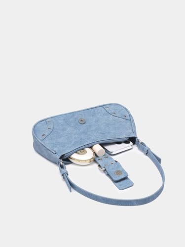 Image of Verdusa Women's PU Leather Punk Rivet Shoulder Bags Vintage Handbag Purses Blue One-Size
