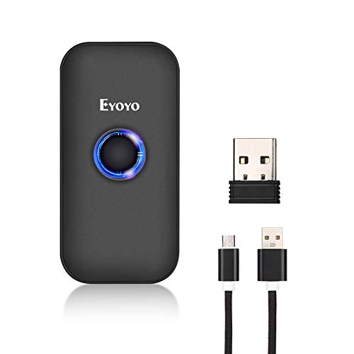 Eyoyo - Lector de códigos de barras Mini Bluetooth 2D, 3 en 1 USB cableado, 2,4 G inalámbrico/Bluetooth Lector de códigos de barras Escáner de imágenes QR 1D portátil PDF417 Data Matrix