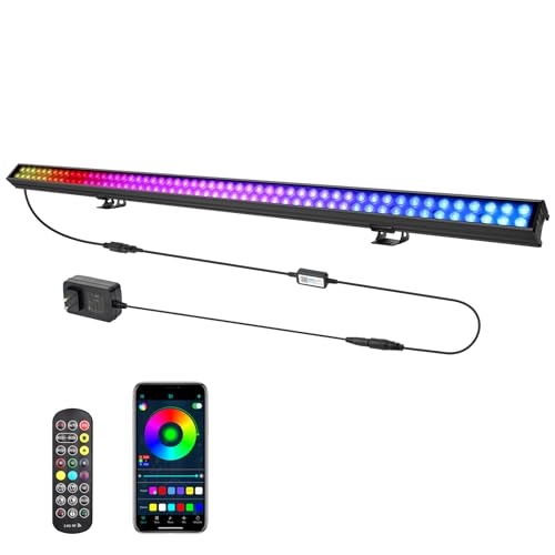 60W RGB Stage Wash Light Bar - 108LEDs DJ Light Bar by Smart APP & Remote Control Dynamic Lighting Effects with Timing & Music Sync Function for Home Decor Wedding Church Party Stage Lighting Effects