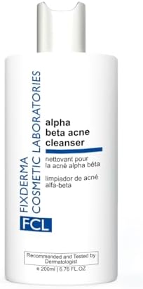 FIXDERMA COSMETIC LABORATORIES Alpha Beta Acne Cleanser, Reduces Pimples, Regulates Sebum Production, Deep Pore Cleansing, Soap Free And Non-Comedogenic Formulation 200ml (Pack Of 1)