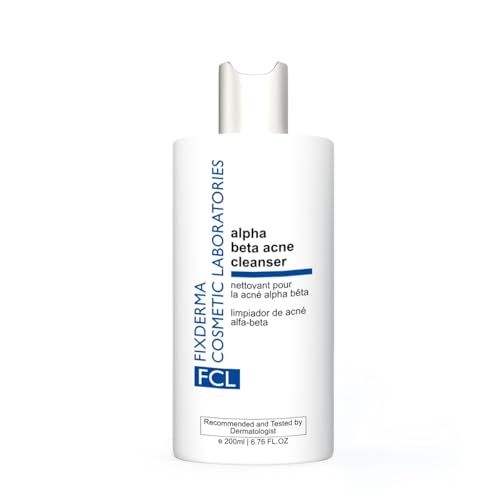 FIXDERMA COSMETIC LABORATORIES Alpha Beta Acne Cleanser, Reduces Pimples, Regulates Sebum Production, Deep Pore Cleansing, Soap Free And Non-Comedogenic Formulation 200ml (Pack Of 1)