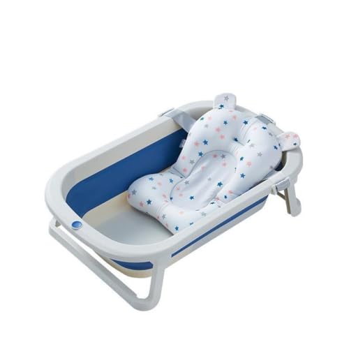 Diexgiy ベビー折りたたみバスタブ 折りたたみ式ベビーバスタブ バスタブ ベビー 幼児 バスタブ バスネット バスマット バスタブ 収納簡単 頑丈 耐久性 ベビーバスギフト (ダークブルー,+バスマット)