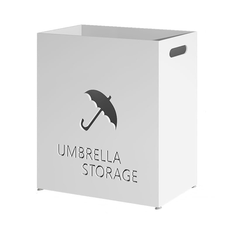 Porte-parapluie avec Bac d'Égouttage en Métal Blanc pour Appartement