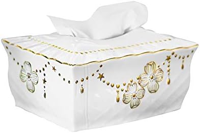 Flower Pattern Ceramics Tissue Paper Holder Box Cover Case Household European Porcelain Napkin Holder with Magnetic Cover - Stylish Table Desk Hotel Office Shop Decoration tissue box holder