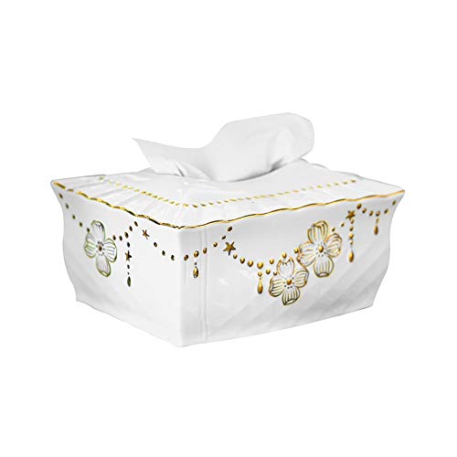 Flower Pattern Ceramics Tissue Paper Holder Box Cover Case Household European Porcelain Napkin Holder With Magnetic Cover - Stylish Table Desk Hotel Office Shop Decoration Tissue Box Holder #TOP10