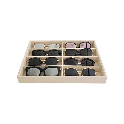 Large Beige Premium Quality Velvet Jewelry Display Box Tray Stackable Practical Trade Show Home Store (Glasses Tray) Cover