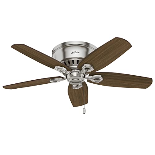 Hunter 42 inch Indoor Ceiling Fan with LED Lights - Ceiling Fan with Pull Chain, For Bedroom, Living Room, or Kitchen, Low Profile Mount, No Remote, 5 Blades - Builder 51092, Brushed Nickel thumbnail 11