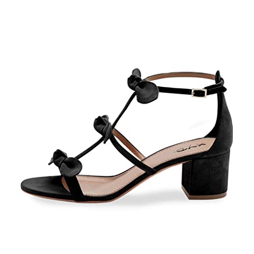 XYD Women Block Chunky Heels Open Toe Sandals Multi Bows Gladiator Strappy Pumps Cute Party Casual Shoes2