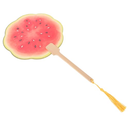 SOIMISS Abanico Portátil de Papel con Diseño Realista de Sandía en Bambú, Ventilador Práctico para Fiestas y Bodas en Verano, Efecto Refrescante