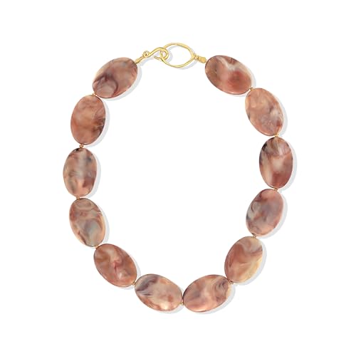 Large Red Brown Burgundy Resin Acrylic Beaded Choker Statement Necklace for Women by SNGIA, Maroon Chunky Spiritual Healing Costume Chain Link Collar Jewelry, Colorful Thick Bold Trendy Bohemian Mala Bead Preppy Retro Handmade Exaggerated Gifts, Bulky Vintage Unique Cute Baroque Summer Fall Winter Beach Fashion Nickle Free Charm Accessories