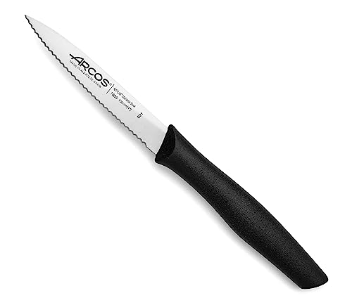 Arcos 3 Pieces Paring Knife Set. 3 Peeling Knives Of Stainless Steel And Ergonomic Polypropylene Handle For Cutting Fruits, Vegetables And Tubers. Series Nova. Color Black #TOP2