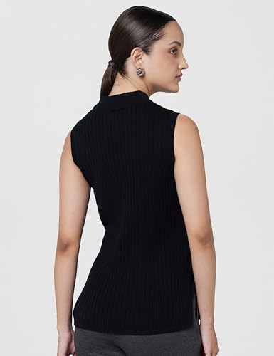 Image of BlissClub Move All Day Sleeveless Top, 100% Cotton,Turtleneck Collar,High Side Slits,Versatile