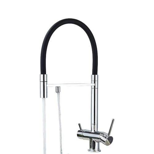 Robinet mitigeur noir et gris au design raffiné brosse dorée