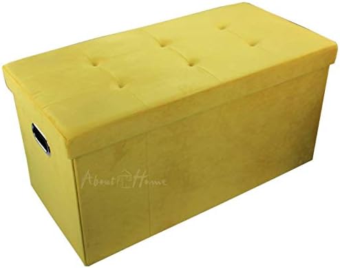 About Home Brushed Velvet Storage Ottoman (Charcoal, 38 x 38 x 38 cm)