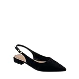 MODELISA - Zapatos Slingback para Mujer, Bailarinas de Punta con Correa Ajustable, Zapato Plano Elegante para Fiesta (Negro, Sistema Tallas Calzado EU, Adulto, Mujer, Números, Mediano, 36)