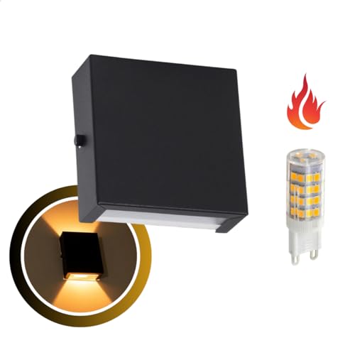 Arandela Externa Mini Slim + LED G9 Luminária de Parede Muro 2 Fachos 2 Focos Em Alumínio Interna -