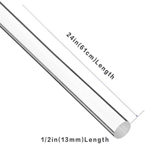 Image of 2pcs 1 /2 inch Dia x 24 inch L Clear Acrylic Lucite Rod Dowel for DIY Projects Crafts Curtain Rods &More, Plastic Rod, Durable and Sturdy Acrylic Material