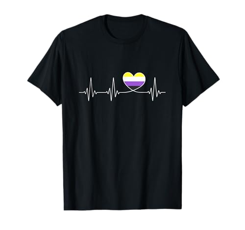 Non Binary Flagge Herz für Nichtbinär Genderfluid Pride T-Shirt